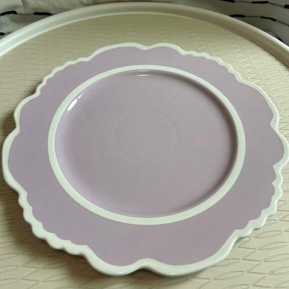 3 Anthropologie Lyla Stoneware Dinner Plates Purple Lavender Floral Edge 10.75" - Picture 5 of 10